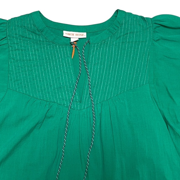Knox Rose Pleasant Green A-Line Short Puff Sleeve Dress - Picture 4 of 9